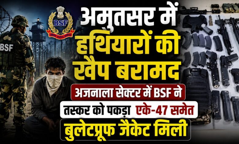 अजनाला सेक्टर में BSF की बड़ी कार्रवाई, हथियारों की भारी खेप बरामद