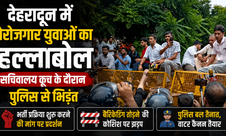 पुलिस भर्ती की वेटिंग लिस्ट और लंबित भर्तियों को लेकर युवाओं का सचिवालय कूच पुलिस भर्ती की वेटिंग लिस्ट और लंबित भर्तियों को लेकर युवाओं का सचिवालय कूच
