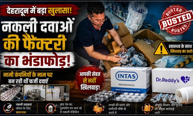 देहरादून में नकली दवाओं की फैक्ट्री पर छापा, नामी ब्रांड के रैपर और पैकिंग बॉक्स देखकर अधिकारी भी हैरान देहरादून में नकली दवाओं की फैक्ट्री पर छापा, नामी ब्रांड के रैपर और पैकिंग बॉक्स देखकर अधिकारी भी हैरान