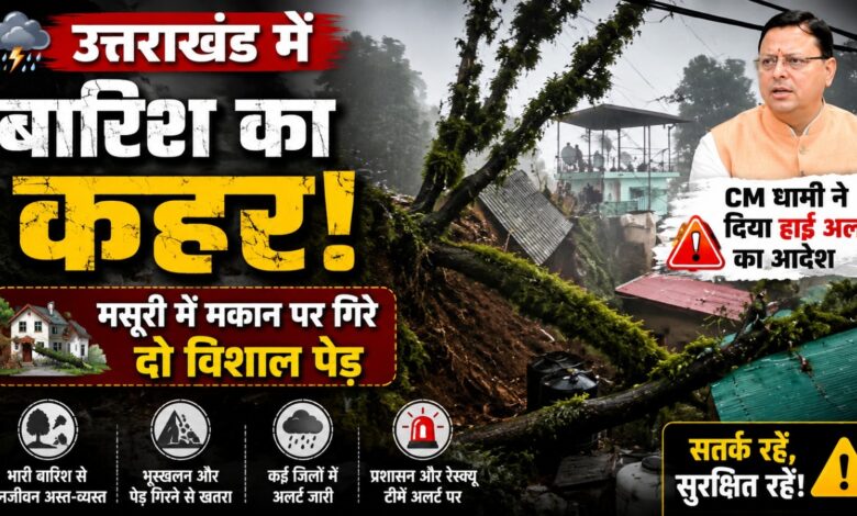 उत्तराखंड मानसून अपडेट: मसूरी में पेड़ गिरने से बड़ा हादसा टला