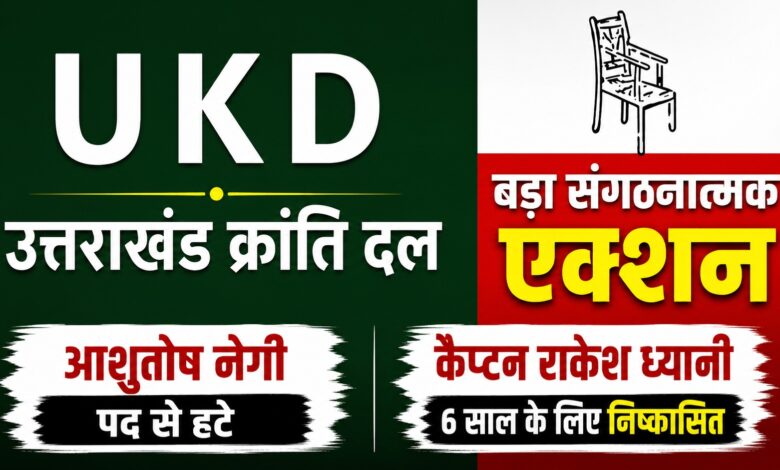 UKD केंद्रीय अध्यक्ष का बड़ा एक्शन, आशुतोष नेगी और राकेश ध्यानी पर कार्रवाई