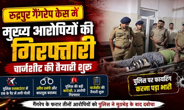 रुद्रपुर में देर रात मुठभेड़, गैंगरेप के तीनों मुख्य आरोपी पुलिस गिरफ्त में