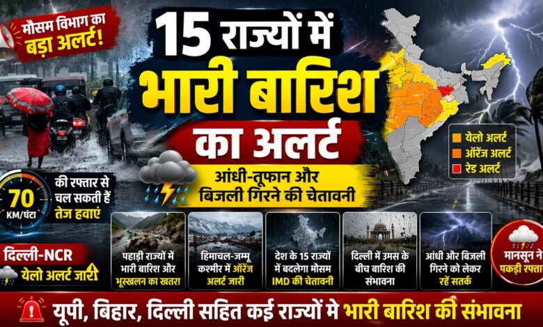 IMD Rain Alert: यूपी-बिहार समेत कई राज्यों में तेज हवाओं के साथ भारी बारिश की संभावना IMD Rain Alert: यूपी-बिहार समेत कई राज्यों में तेज हवाओं के साथ भारी बारिश की संभावना