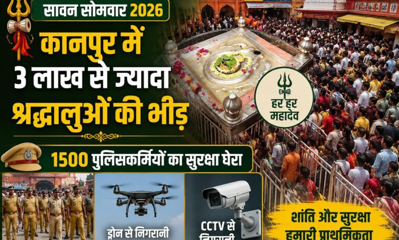 कानपुर में 3 लाख से ज्यादा श्रद्धालुओं की भीड़, 1500 पुलिसकर्मियों का सुरक्षा घेरा; ड्रोन-CCTV से निगरानी कानपुर में 3 लाख से ज्यादा श्रद्धालुओं की भीड़, 1500 पुलिसकर्मियों का सुरक्षा घेरा; ड्रोन-CCTV से निगरानी