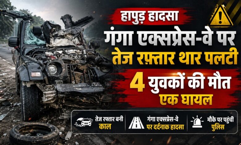 गंगा एक्सप्रेस-वे पर तेज रफ्तार थार पलटी, 4 युवकों की मौत; एक घायल – Parvat Sankalp News गंगा एक्सप्रेस-वे पर तेज रफ्तार थार पलटी, 4 युवकों की मौत; एक घायल – Parvat Sankalp News