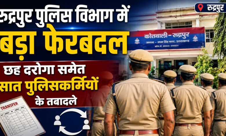 Uttarakhand Police Transfer: रुद्रपुर में सात पुलिसकर्मियों के तबादले Uttarakhand Police Transfer: रुद्रपुर में सात पुलिसकर्मियों के तबादले