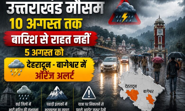 Weather News: उत्तराखंड में मानसून का जोर, 5 से 10 अगस्त तक ऐसा रहेगा मौसम Weather News: उत्तराखंड में मानसून का जोर, 5 से 10 अगस्त तक ऐसा रहेगा मौसम