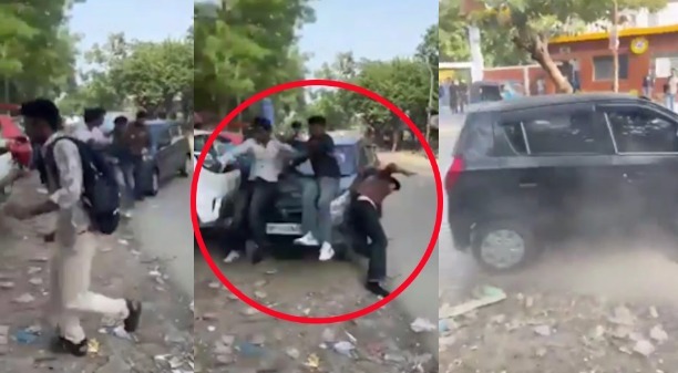 Greater Noida: छात्रों को टक्कर मारने वाली कार की तलाश, वायरल वीडियो से खुलेगा राज