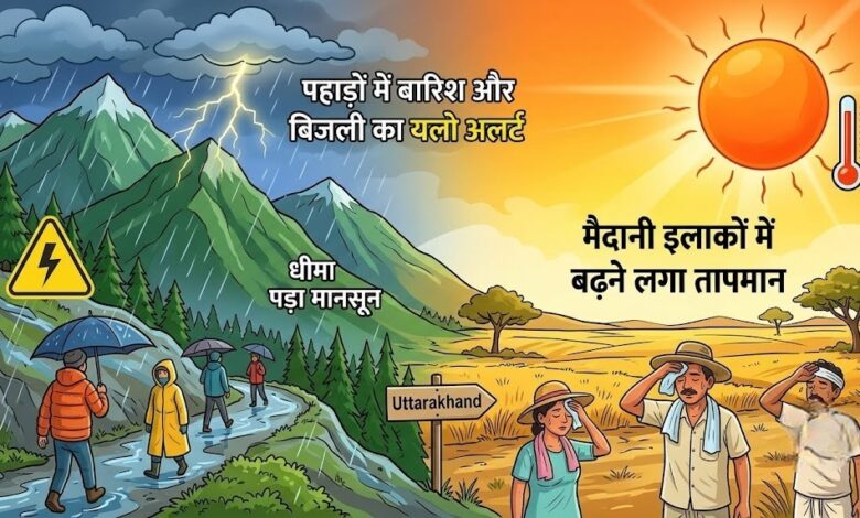 उत्तराखंड में बदलने लगा मौसम का मिजाज, मैदान गर्म तो पहाड़ों में बारिश का दौर जारी