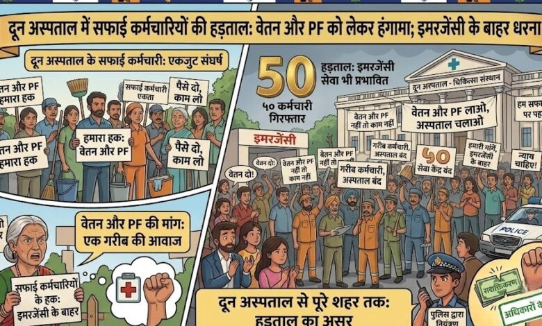 Dehradun Doon Hospital Strike: सफाई कर्मचारी धरने पर, अस्पताल की व्यवस्थाओं पर असर